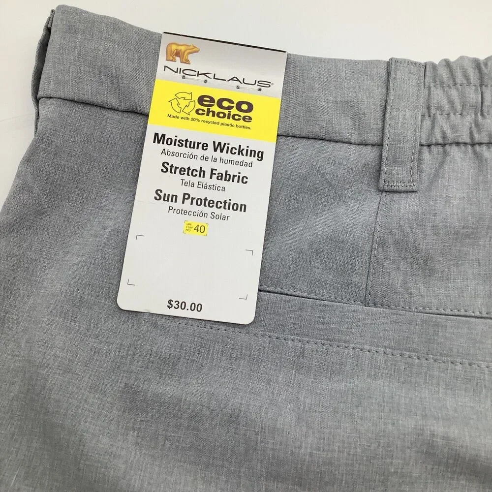 Nicklaus‎ Mens Eco Choice Golf Shorts Gray Size 40 NWT